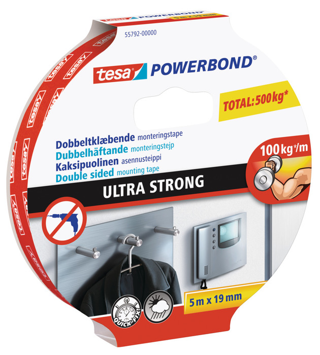 Monteringstejp Powerbond Ultra Strong 19 mm x 5 m Tesa